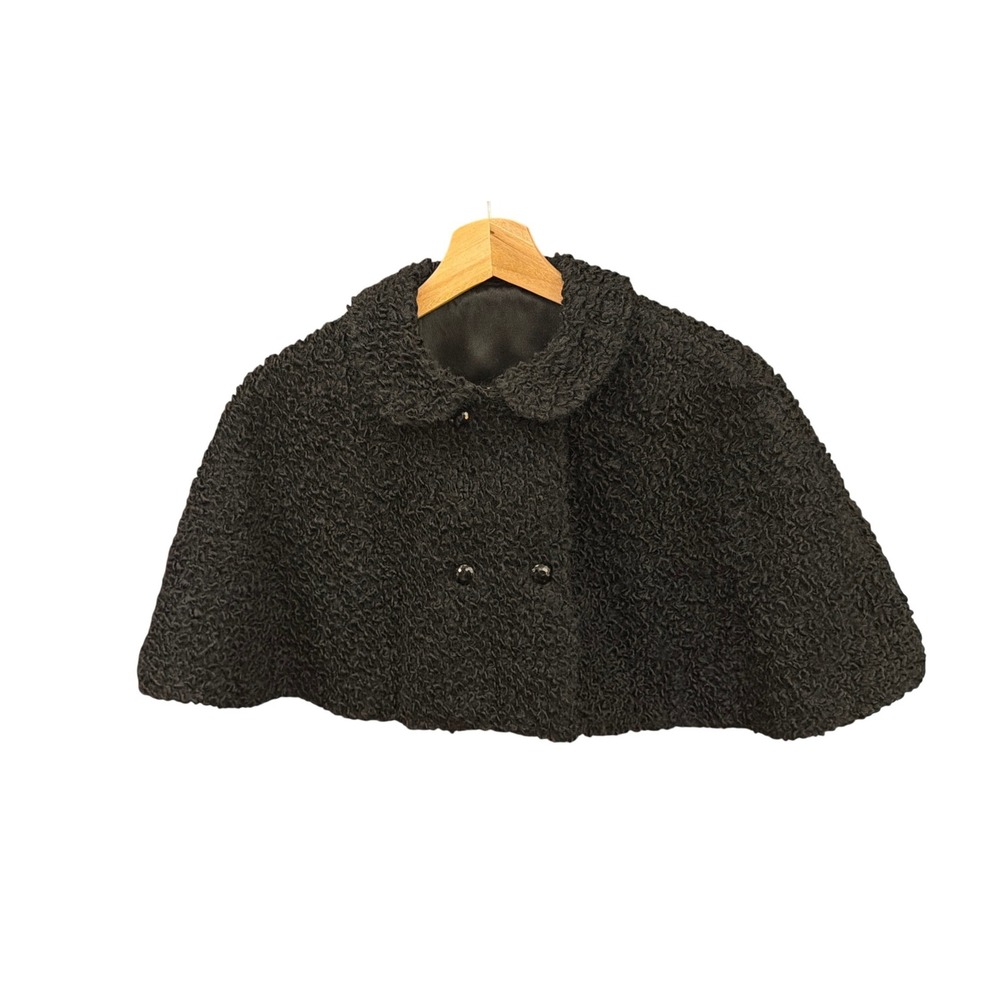 Vintage Black Old Hollywood Capelet Winter Glam Retro Mid-Century Parisian Chic